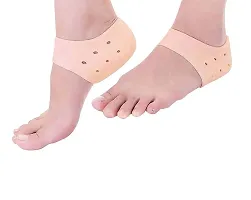 Alertmed ?Cracked Heel Pad Silicone Socks For Heel Swelling Pain Relief ,Dry Hard Heels Repair Foot Care Ankle Support Cushion - For Unisex - (Free Size) (1 Pair)-Beige-thumb1