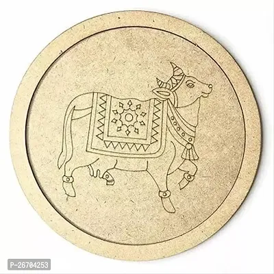 Pichwai Cow Left Side Face Engraved Design Wall Plate With Frame For Diy Craft