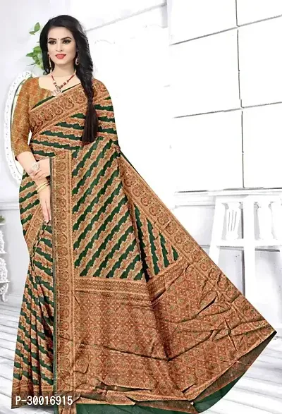 Stylish Green Banarasi Silk Saree With Blouse Piece For Women