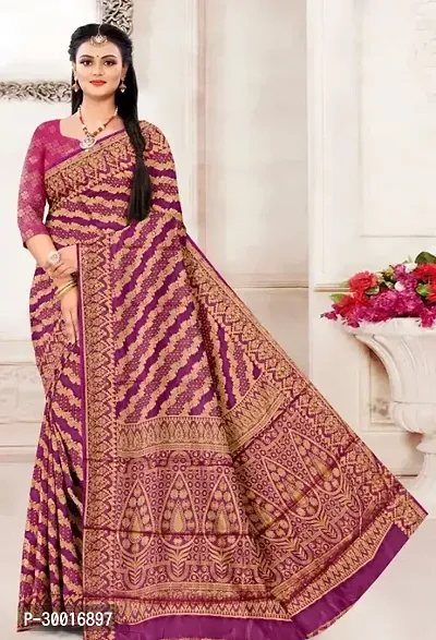 Stylish Purple Banarasi Silk Saree With Blouse Piece For Women-thumb0