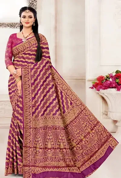 Stylish Banarasi Silk Saree With Blouse Piece For Women