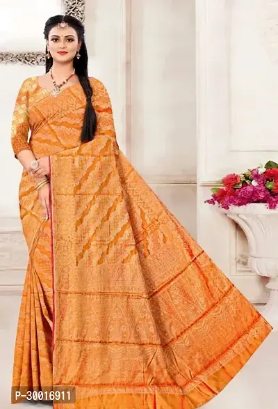 Stylish Yellow Banarasi Silk Saree With Blouse Piece For Women