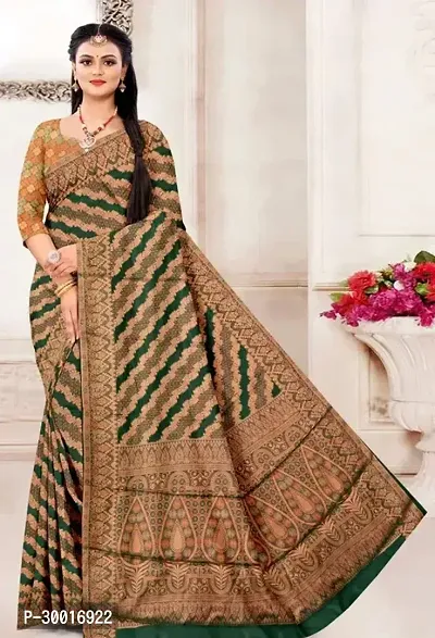 Stylish Green Banarasi Silk Saree With Blouse Piece For Women