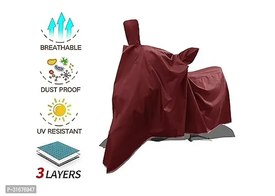 Two Wheeler Motercycle Bike And Scooty Cover With Water-Resistant And Dust Proof Premium 190T Fabric_Brown For Hero Hf Deluxe-thumb5