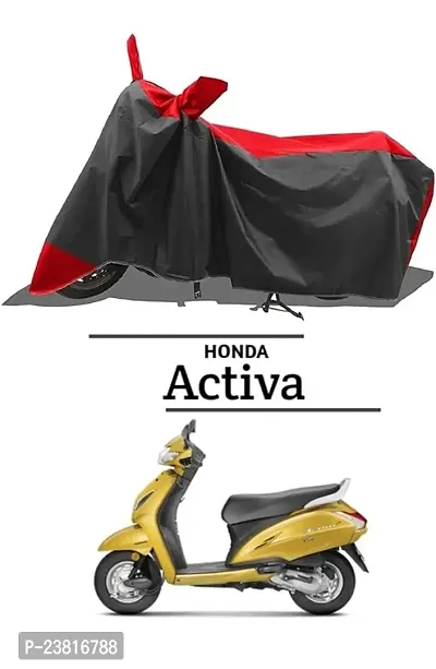 Honda Activa 6G New BS4 BS5 BS6 Water Resistant - Dust Proof - Full Bike Scooty Two Wheeler Body Cover for Honda Activa 6G and All in One Bike Body Cover for Universal (Red patta)