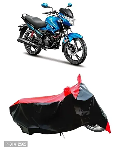 BHOOMIKA:- Two Wheeler - Bike Cover for New Glamour   Scooty Cover with Water-Resistant and Dust Proof Premium 190T Fabric_Red Stripe-thumb0