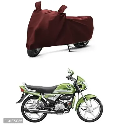 Hero Hf Deluxe Eco Two Wheeler Motercycle Bike And Scooty Cover With Water-Resistant And Dust Proof Premium Quality 190T Fabric _Maroon-thumb0