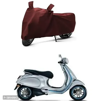 BHOOMIKA -Vespa Piaggio Two Wheeler Motercycle Bike and Scooty Cover with Water-Resistant and Dust Proof 190T Fabric_Maroon-thumb0