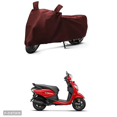 Hero Pleasure Two Wheeler Motercycle Bike And Scooty Cover With Water-Resistant And Dust Proof Premium Quality 190T Fabric _Maroon-thumb0