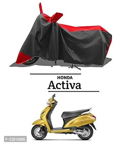 Honda Activa 6G New BS4 BS5 BS6 Water Resistant - Dust Proof - Full Bike Scooty Two Wheeler Body Cover for Honda Activa 6G and All in One Bike Body Cover for Universal (Red patta)