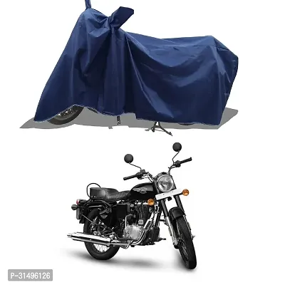 BHOOMIKA :-  Bullet Two Wheeler Motercycle Bike and Scooty  Cover with Water-Resistant and Dust Proof Premium 190T Fabric_Navy Blue