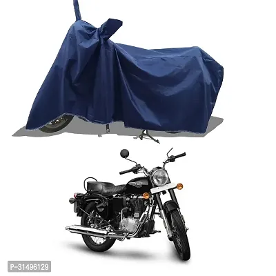 BHOOMIKA :-  Bullet 350 New BS6 Two Wheeler Motercycle Bike and Scooty  Cover with Water-Resistant and Dust Proof Premium 190T Fabric_Navy Blue-thumb0