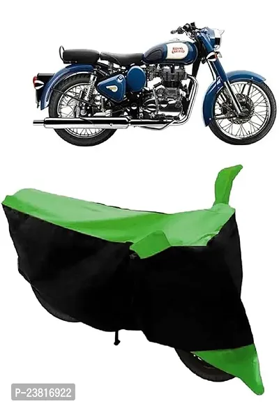 Waterproof Two Wheeler Bike Body Cover Compatible with Royal-Enfield Bullet 350 GreenStrip