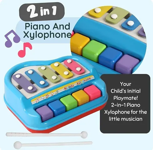 2 in 1 Xylophone and Piano Toy with Colorful Keys for Toddlers and Kids