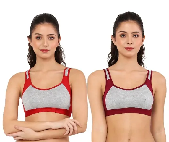 Pack Of 2 Womens Non Padded Sports Bra
