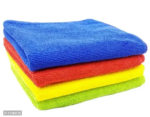 Microfiber Cloth - 4 pcs - 40x40 cms - 280 GSM Multi-Color - Thick Lint  Streak-Free Multipurpose Cloths - Automotive Microfibre Towels for Car Bike Cleaning Polishing Washing  Detailing-thumb0