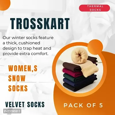Trosskart Womens Thermal Snow Socks: Warm, Thick, and Comfortable for Winter Activities Pack Of 5