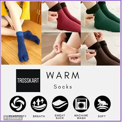 Trosskart Womens Thermal Snow Socks: Warm, Thick, and Comfortable for Winter Activities Pack Of 5-thumb0