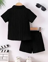 Elegant Popcorn Solid Shirts with Shorts For Boys-thumb1