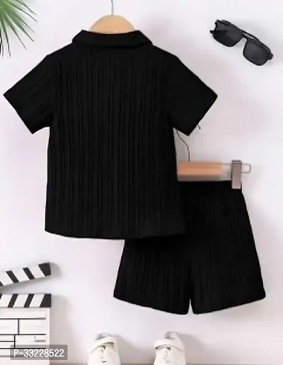 Elegant Popcorn Solid Shirts with Shorts For Boys-thumb2