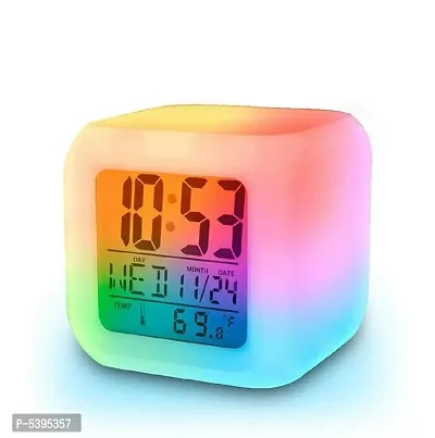 Digital Square Shape Changing Led Digital Alarm Clock With Date Time Temperature Office