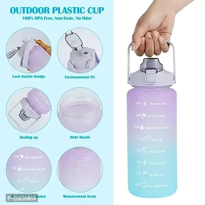 NN 3 PCS Set Motivational Water Bottle Time Marker,Wide Mouth  Easy to Open Water Bottle for Office, Gym, Home, School, Sports Fitness Outdoor | Leakproof (2000ML 900ML 500ML) |Plastic|Multicolour-thumb3