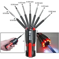 NN 8 in1 Screwdriver Set with 6 LED Lights, Portable multifunctional 8-in-1 Screw driver tool set kit with torch and magnetic heads for Mobile, Laptop repairing  Household work.-thumb1