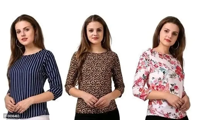 Trendy Cotton Blend Printed Top For Women Pack Of 3-thumb0