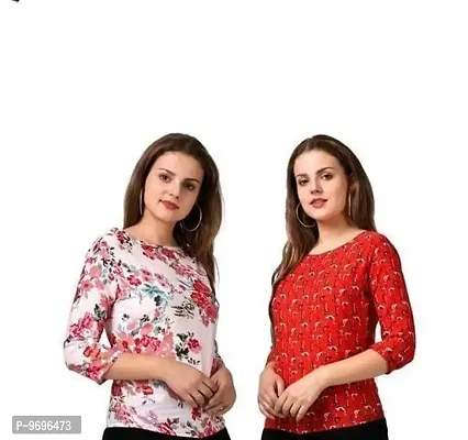 Trendy Cotton Blend Printed Top For Women Pack Of 2