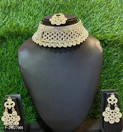 Gold-plated Austrian Diamond Jewellery Bridal Set-thumb0