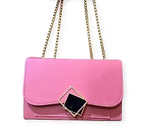 Pink PU Structured Handheld Bag With Quilted-thumb1