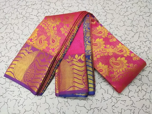 Bridal South Art Silk Zari Woven Sarees with Blouse Piece