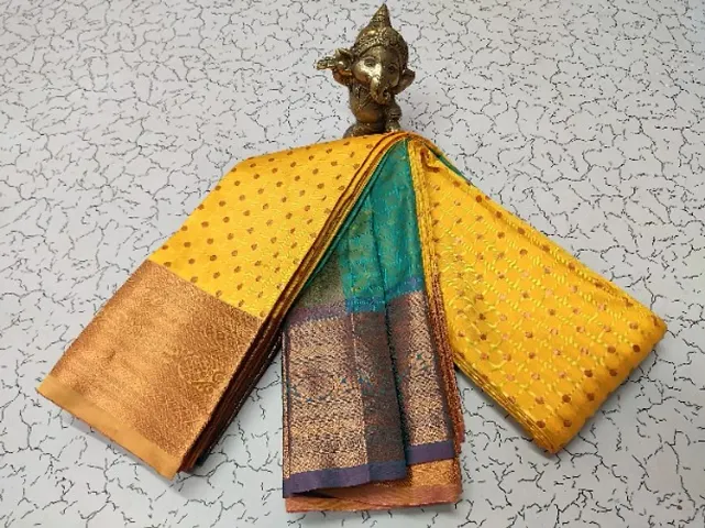 Bridal South Art Silk Zari Woven Coin Embossed Sarees with Blouse Piece