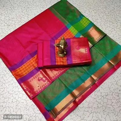 Kanjeevaram Art Silk Embossed Pattu Sarees with Blouse Piece-thumb0