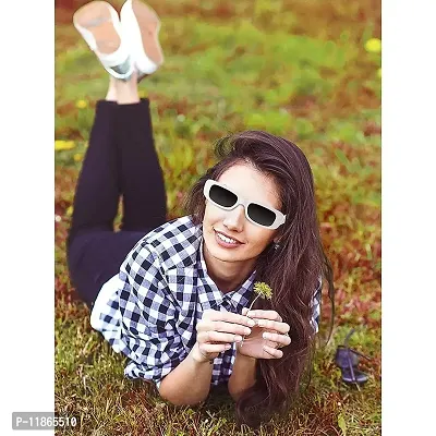 Izaan Mart Women's Retro Driving Rectangular Sunglasses White Frame, Black Lens (Medium) Set of 1-thumb5