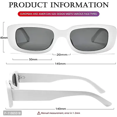 Izaan Mart Women's Retro Driving Rectangular Sunglasses White Frame, Black Lens (Medium) Set of 1-thumb4