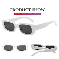 Izaan Mart Women's Retro Driving Rectangular Sunglasses White Frame, Black Lens (Medium) Set of 1-thumb1