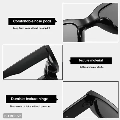 Izaan Mart Women Square Sunglasses Black Frame, Black Lens (Medium) - Set of 1-thumb4