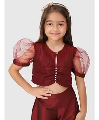 Beautiful Half Puffed Sleeves Beads Embellished Top And Flared Pants For Baby Girls-thumb4