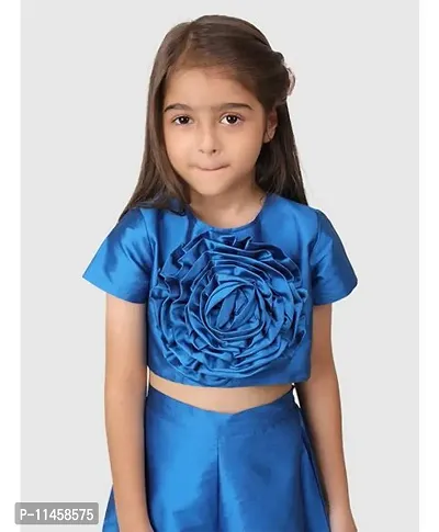 Beautiful Half Sleeves Flower Applique Solid Top And Palazzo For Baby Girls-thumb5