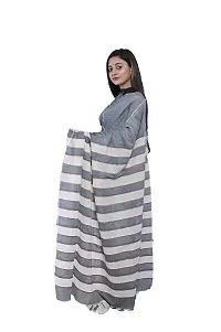 Women's Cotton Handloom Saree (GREY WHITE khesh)-thumb2