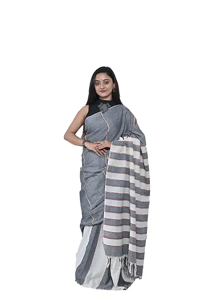 Women's Handloom Saree (GREY khesh)