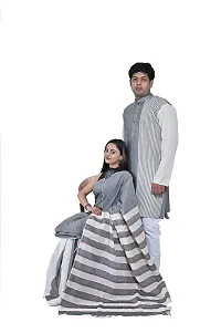 KnowZA ASH with White KHESH Saree and Men Kurta (XX-Large)-thumb2