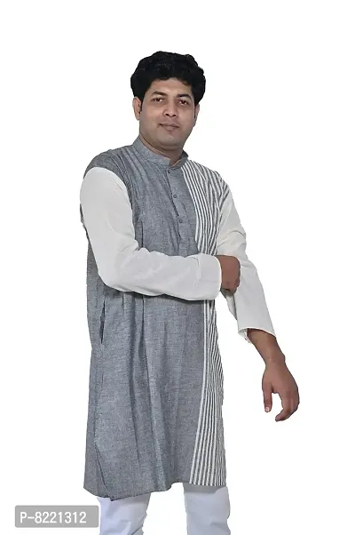 KnowZA ASH with White KHESH Saree and Men Kurta (XX-Large)-thumb4