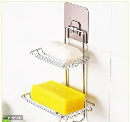 Stylish Stainless Steel Wall Mounted Double Layer soap Dish Holder