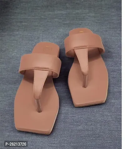 Elegant Peach PU Solid Sandals For Women-thumb0