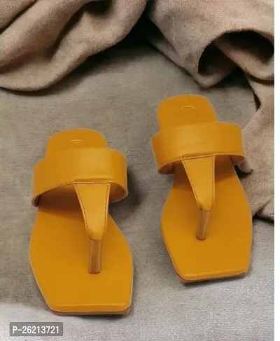 Elegant Yellow Synthetic Leather Solid Sandals For Women-thumb0