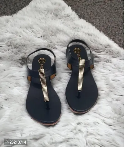 Elegant Black PU Solid Sandals For Women