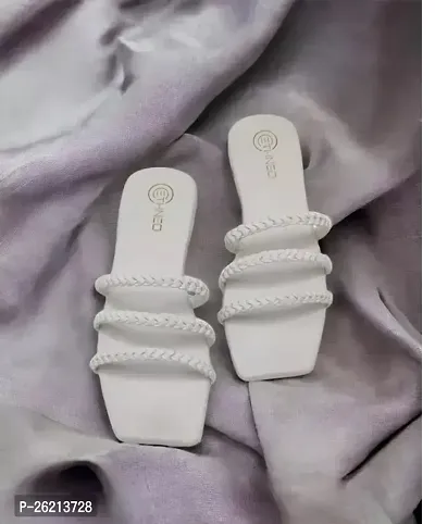 Elegant White PU Solid Sandals For Women-thumb0