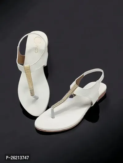 Elegant White PU Solid Sandals For Women-thumb2